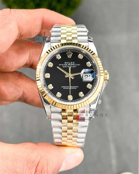 rolex datejust black face 36mm|Rolex 36mm Datejust diamond bezel.